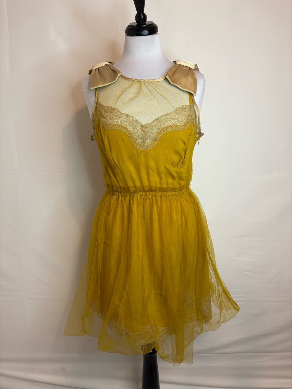 Rodarte Mustard Yellow Lace-Trim Dress